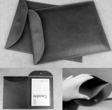 file Folder pocket cow Leather laptop bag Briefcase iPad Case pouch black 626