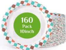 Paper Plates 10 inch bulk 160 1000 8.5 9 6 300 360 lot cut-resistant soak proof