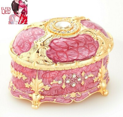PINK TIN ALLOY OVAL  MUSIC BOX :  ELFEN LIED - LILIUM 