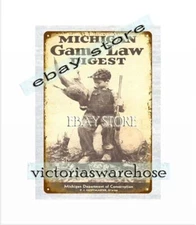 Michigan Game Law Digest pheasant hunting metal tin sign man cave collectible