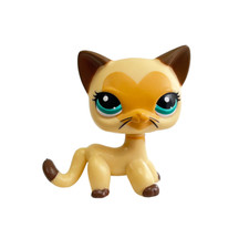 Littlest pet shop Toys bobble head short hair cat 3573 yellow cat blue eyes