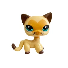 Littlest pet shop Toys bobble head short hair cat #3573 yellow cat blue eyes