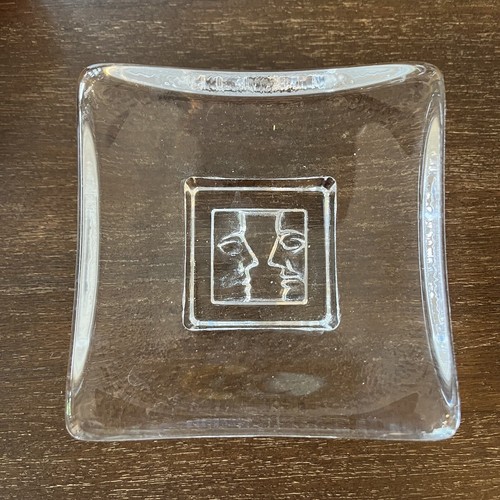 Bertil Vallien Kosta Boda Face To Face Domino Dish Crystal Trinket Dish
