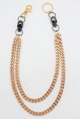 Uomo Lungo Oro Metallo Portafoglio A Catenina Portachiavi Biker - Foto 5