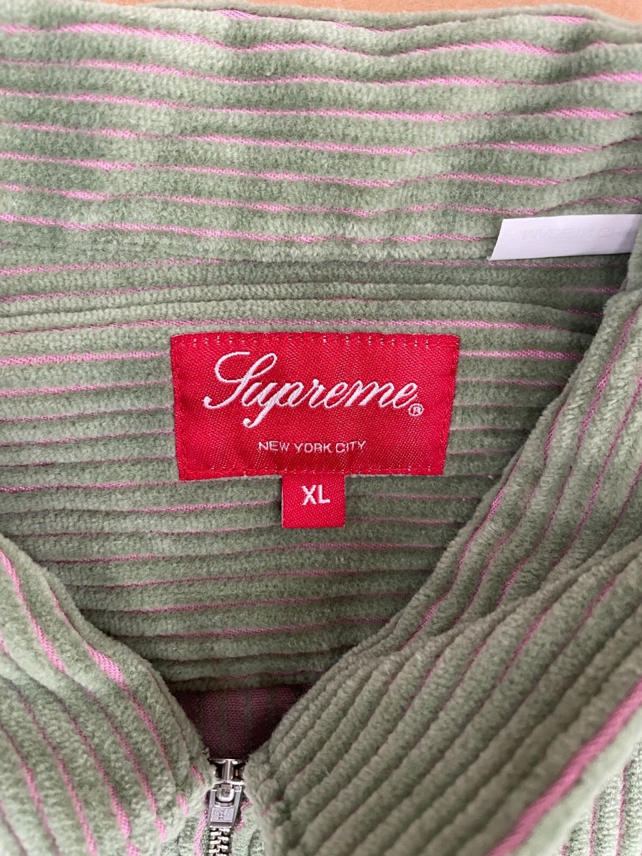 SS23 SUPREME 2 TONE CORDUROY ZIP UP SHIRT GREEN PINK SZ XL | eBay