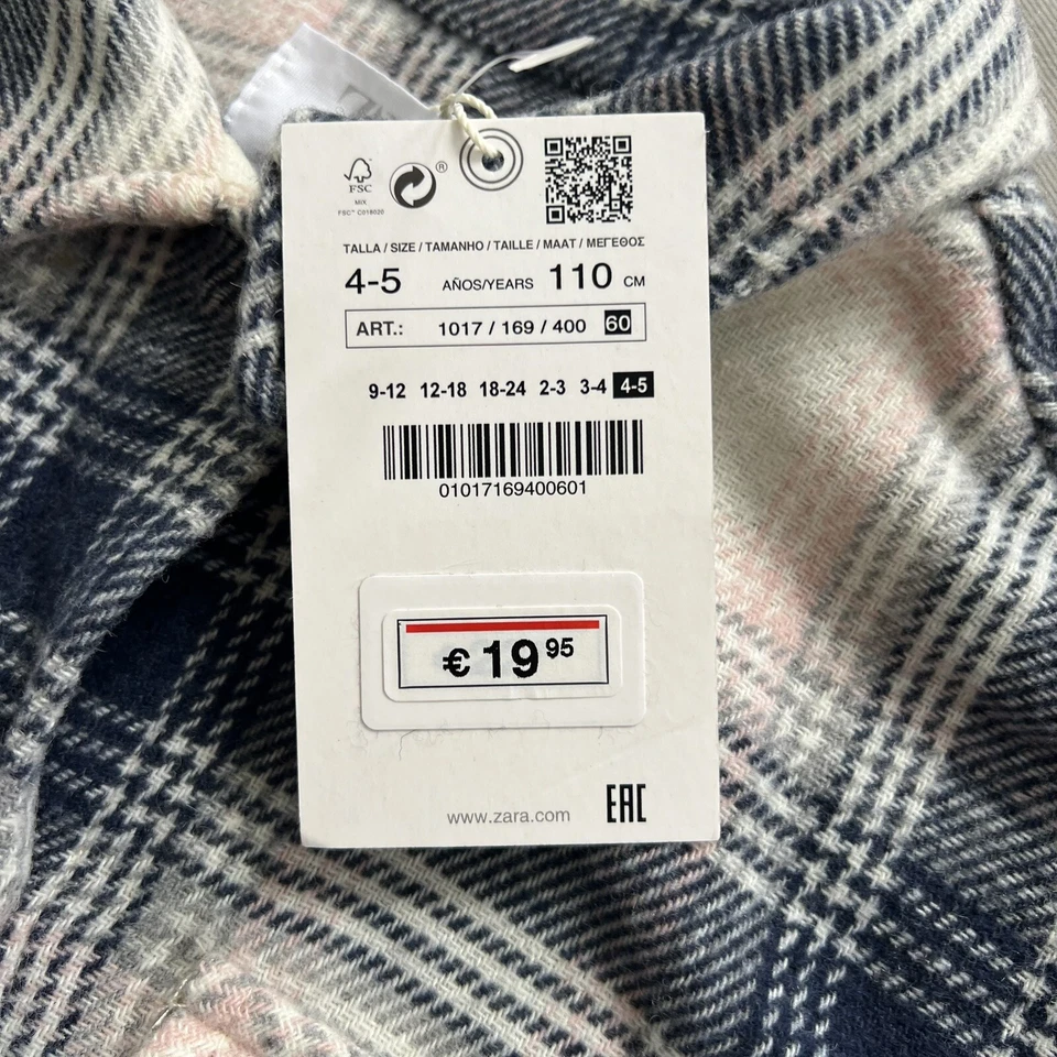 Chaqueta Camisa Zara Franela a Cuadros Talla 4-5 Niñas Abotonada Mezcla Lana NUEVA Foto 4 de 4
