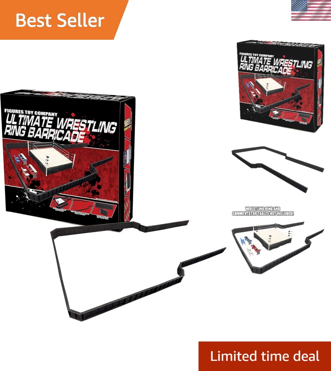 Ultimate Wrestling Ring Barricade Playset - Expandable Arena for Action Figures
