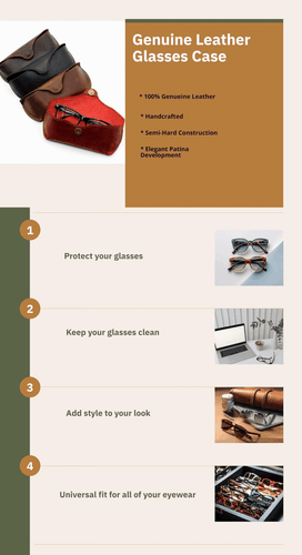 Estuche para gafas y gafas de sol de cuero genuino negro con cierre magnético a presión - Imagen 4 de 5