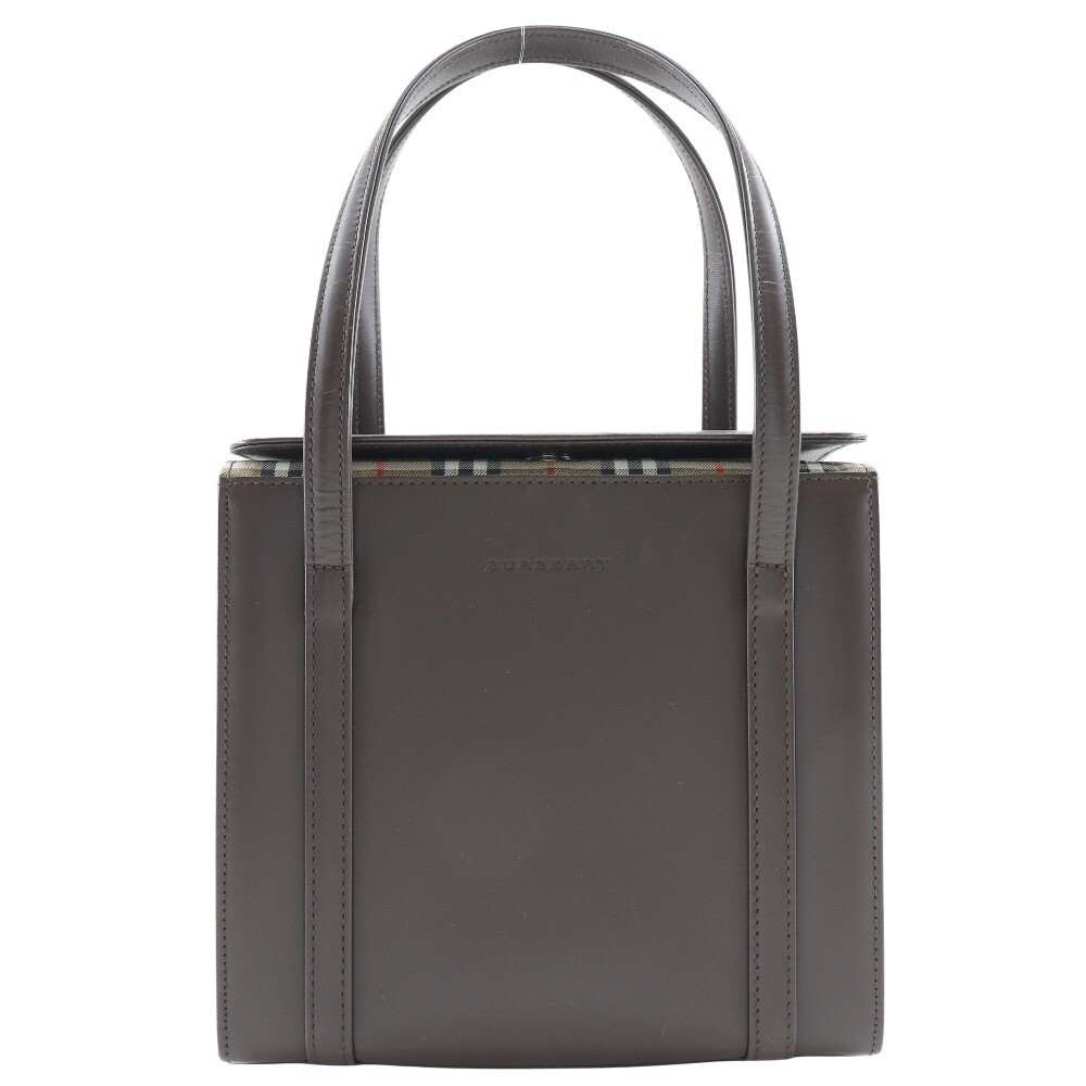 BURBERRY Box Nova Check Handbag Calf Brown Women s I191824035 Used