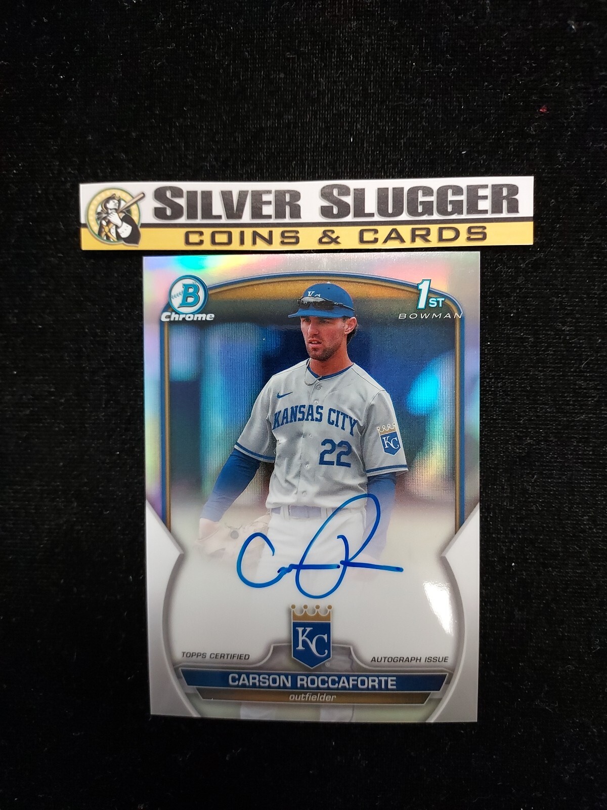 2023 Carson Roccaforte 1st Bowman Chrome Auto Refractor /499 #CDA-CR Royals