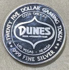 Dunes Hotel&Country Club $25 Casino Poker Chip 1976 Las Vegas Nevada .999 Silver