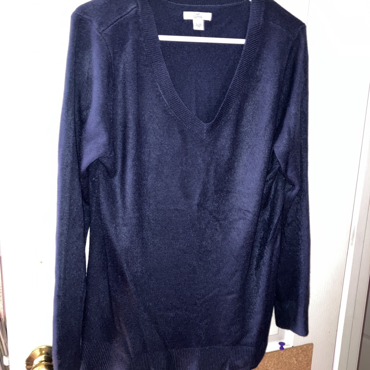 Women's Kohl's Croft Barrow Large, Soft, Navy Blue, V Neck