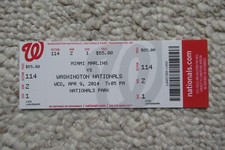 NATIONALS VS MARLINS 4/9/2014 FULL TICKET ~ JAYSON WERTH (GRAND SLAM HR)