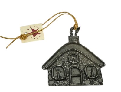 Tin Woodsman Pewter Winter Lodge Chalet Woodlands Candles Christmas Ornament New