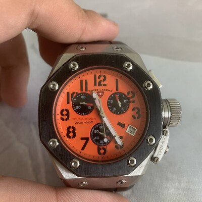 Swiss Legend Men's Trimix Diver Chronograph Orange Dial Watch