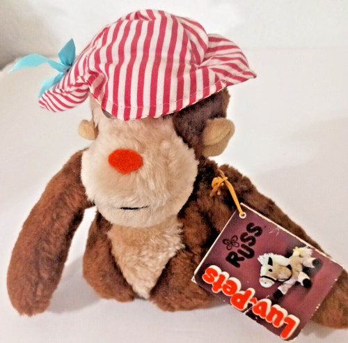 Russ Luv-Pet Plush Stuffed Monkey with Cap - Picture 9 of 11