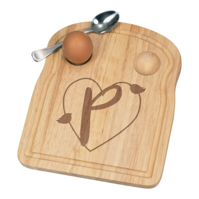 Buchstabe P Herz Alphabet Frühstück Dippy Eierbecher Brett Valentinstag Liebe
