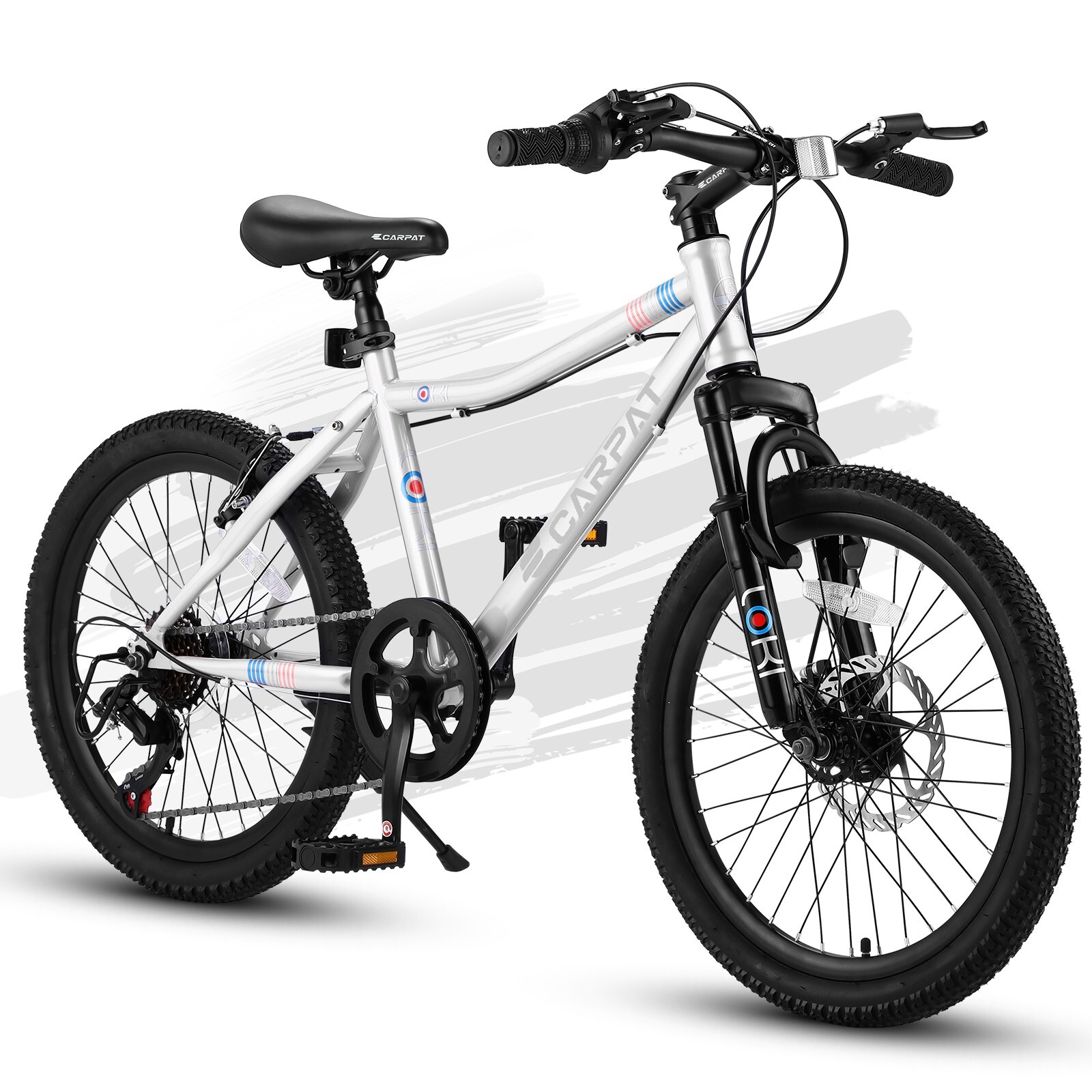 20 Inch Kids' Bike, Boys Girls Mountain Bike Ages 8-12（White）