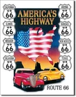 Vintage Replica Tin Metal Sign America's Highway Route 66 1930's Chevy State 605