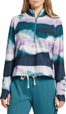 Alpine Design Field Knit 1/4 Zip Women's Top Size Small Tie Dye w/ Thumbholes