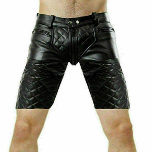 Men's Real Leather Quilted Padded with 