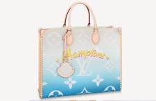 Louis vuitton onthego GM Hamptons shoulder bag tote blue giant monogram NEW Rare
