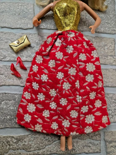Vintage 1978 Superstar Barbie doll Golden Firelight Dress heels