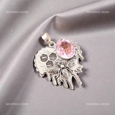 Oval Morganit Stein Sterlingsilber Valentinstag Mutter Hochzeit Anhänger Schmuck