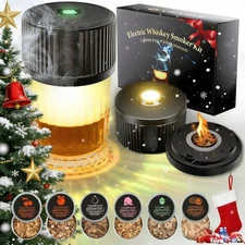 Electric Whiskey Smoker Kit 2025 Upgraded,with 4 Light Modes & 6 Wood Chips,m