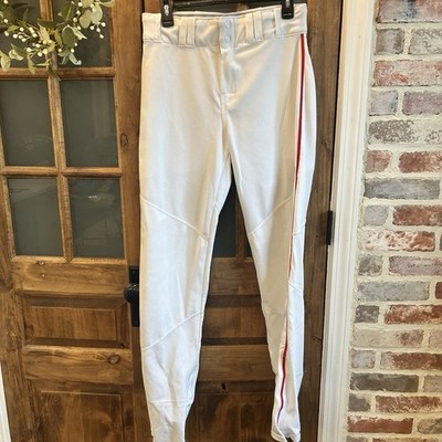 Alleson Athletic Baseball Pants Mens Medium White Red Piping Double Snap