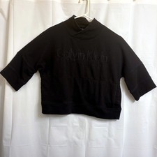 Calvin Klein Performance Women's Black Mock Neck Cropped Sweatshirt Size M