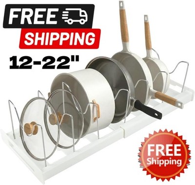 Adjustable Pot & Pan Organizer   Expandable 12''-22'' Lid Rack for Cabinets