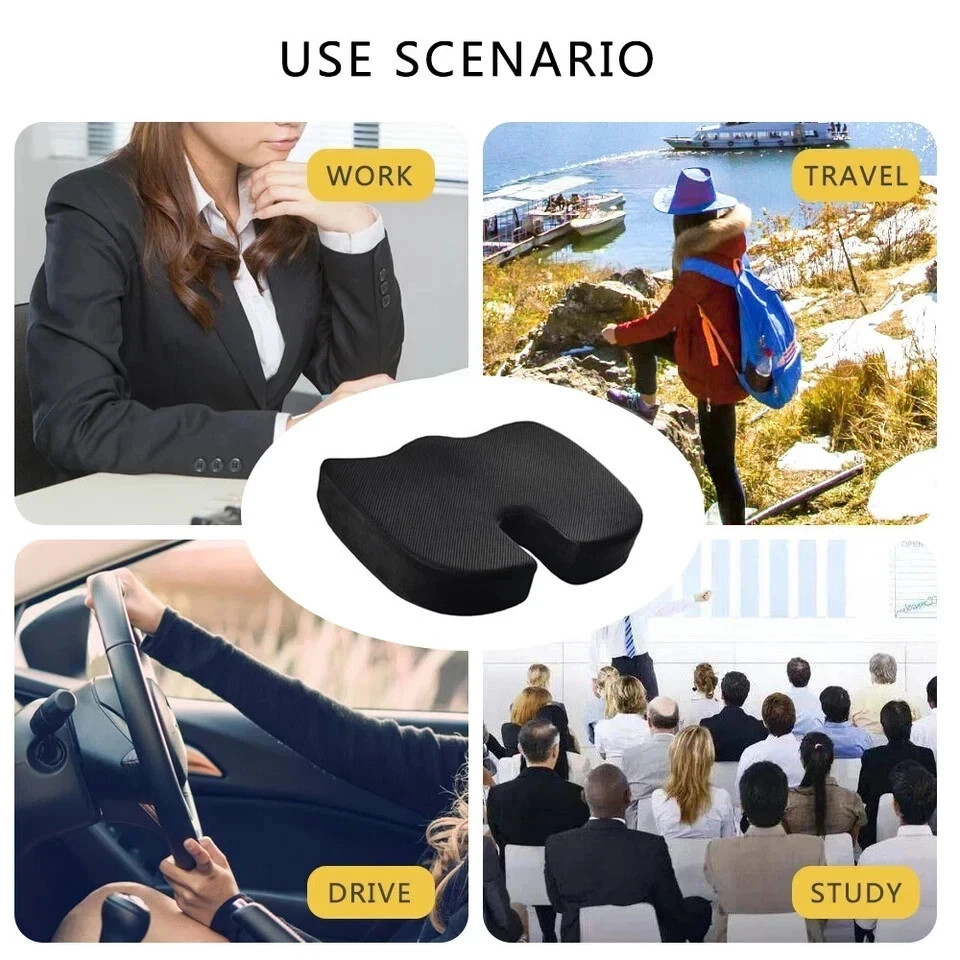 Memory Foam Seat Cushion Office Chair Car Seat Pad Coccyx Tailbone Pain Relief