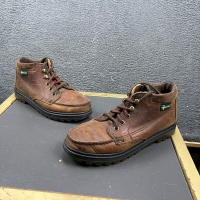 Eastland Mens 7.5 M Brown Leather Moc Toe Lug Sole Ankle Boots Vintage USA