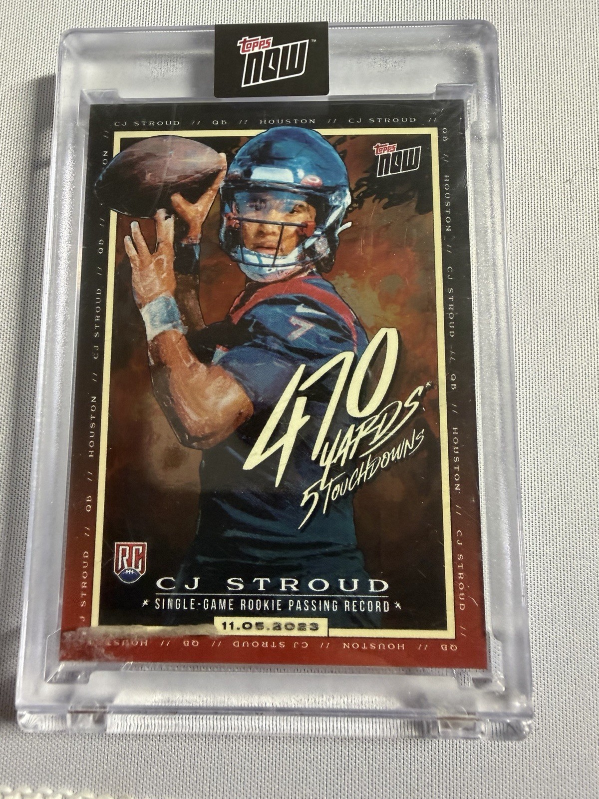 CJ STROUD 2023 Topps Now #CJ1 RC Rookie 470 YARDS 5 TD Houston Texans Base RC