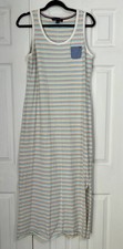 Tommy Hilfiger Size S Multicolored Stripped Maxi Dress Sleeveless Stretch Slit