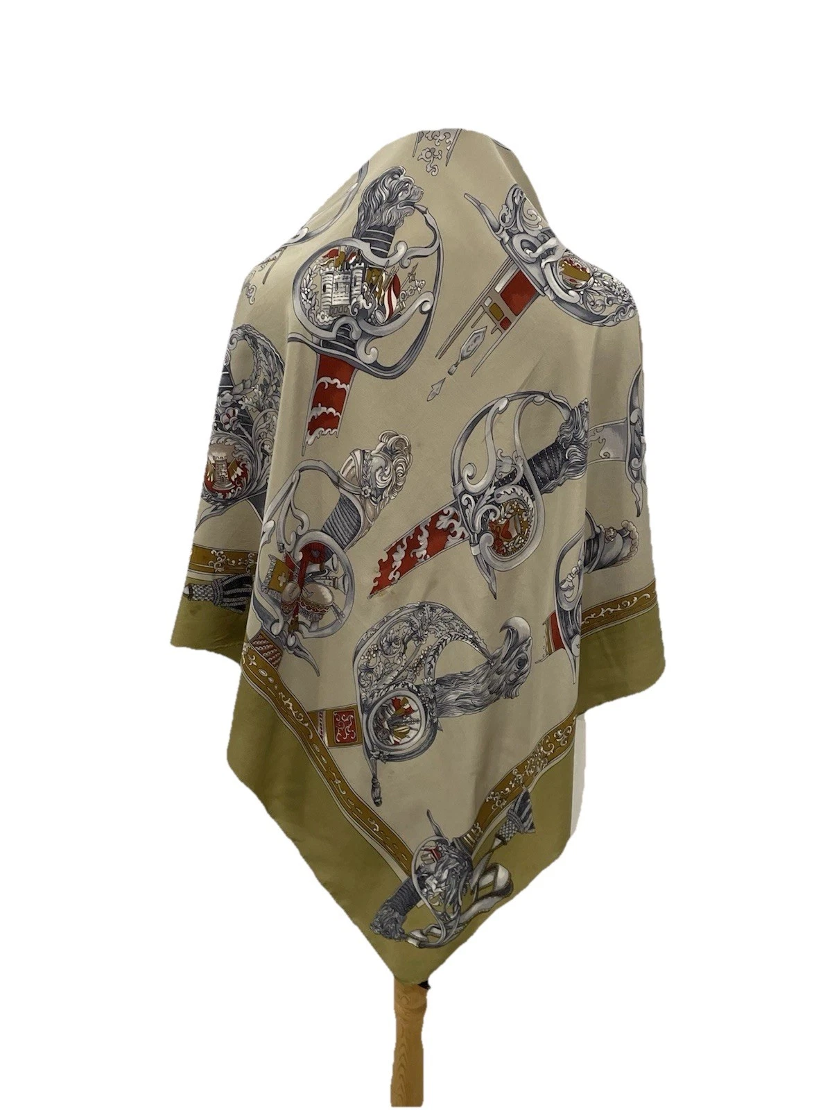 Natur Pur Pure Silk Scarf Heraldic Sword and Shield Print Olive Green VTG #A18
Opens in a new window