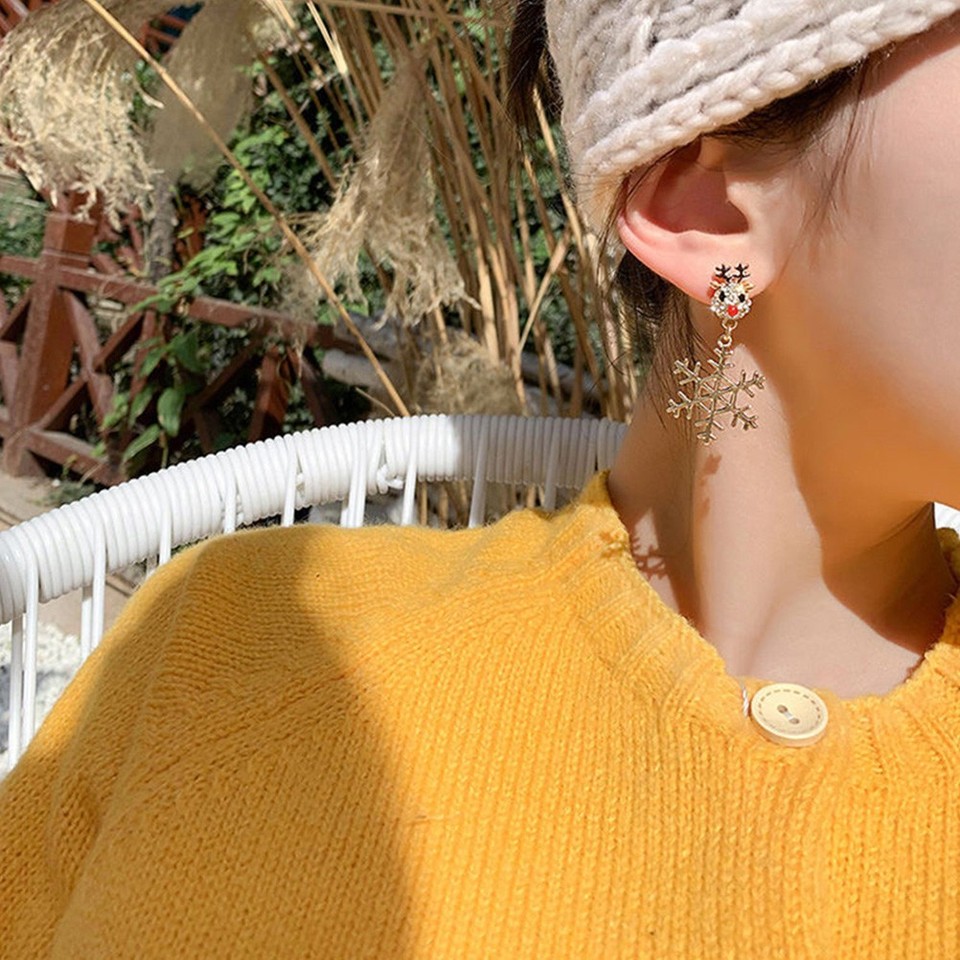 Assorted Color Christmas Ear Dangles Alloy Rhinestone Festival Earrings ...