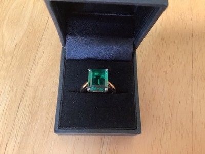 HSN Absolutely 4.88ct Simulated Emerald Step-Cut Ring Size 7