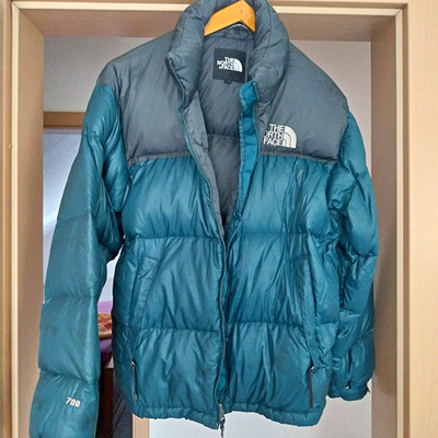 The North Face Daunenjacke 700 kurz Reißverschluss Blau/Grau Gr. S