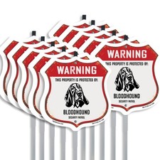 Warning Property is Protected by Bloodhound Made in the Shield Sign With Stake