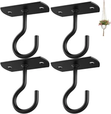 4Pack 2.5in Ceiling Hooks for Hanging Plants Black