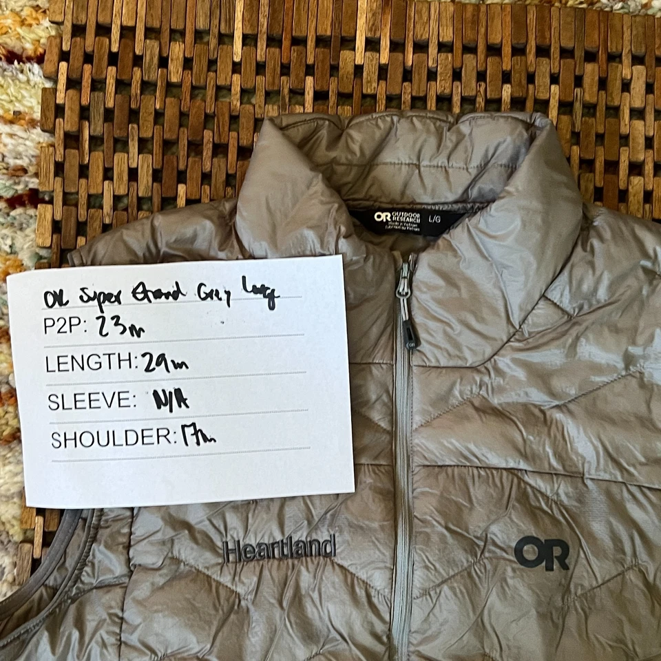 Chaleco acolchado ultraligero Outdoor Research Superstrand gris para hombre talla grande L Foto 3 de 3