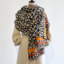 Luxury Leopard Cashmere Scarf Women Winter Shawl Wrap Thick Wool Pashmina