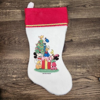 Vintage Walt Disney Mickey Minnie Donald Christmas Stocking Felt Holiday 1980s
