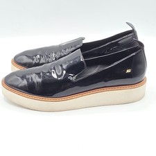 Vince Warren Platform Slip On Sneakers Womens 10 Black Patent Leather Minimalist