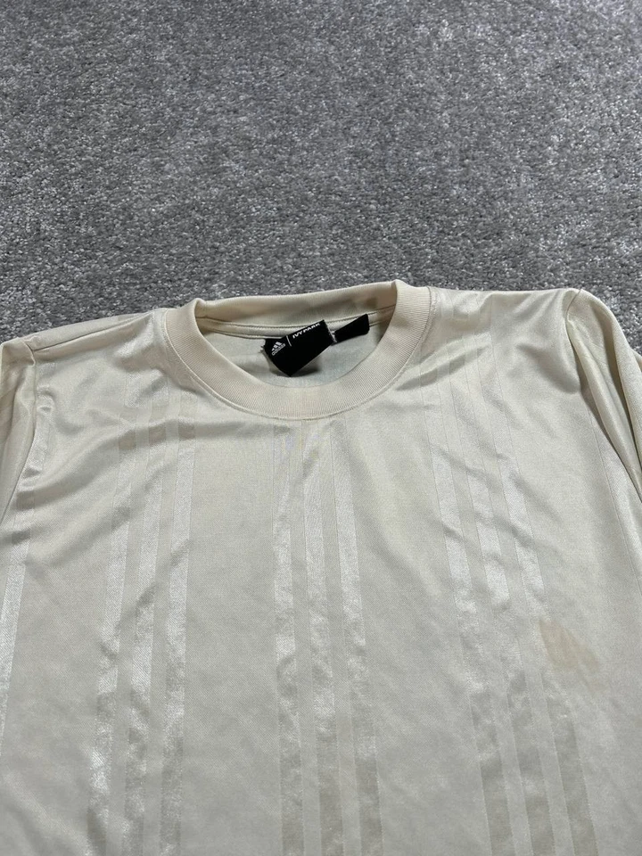 阿迪达斯常春藤公园足球球衣女式大号米色黑色3条纹运动训练 — 第 3/4 张图片