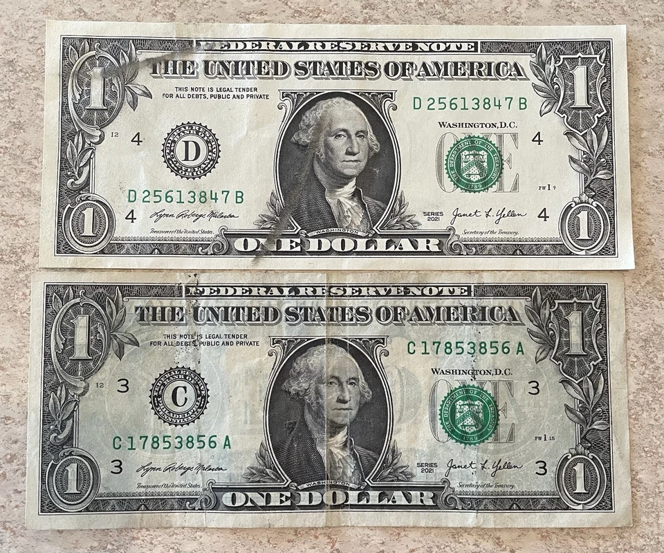 Lot Of 4 $1 ERROR NOTES. High Seal, Miss-cut & Ink? ERRORS. With Holders - Image 4 of 4