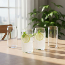 Set of 4 Clear Glass Tall Water Juice Drinking Highball Tumbler Glasses 750ml