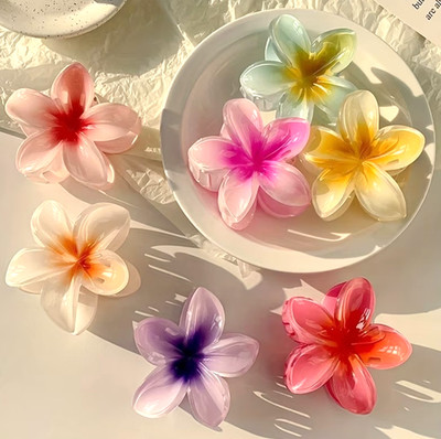 7PCS Flower Hair Clips Large Claw Clips Gradient Beach Vacation Summer Cute